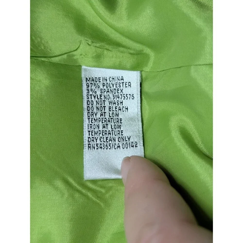 Nygard Womens Lime Green Mid-Length Button-Front Dress Jacket 18W Polyester Blen - Picture 4 of 13